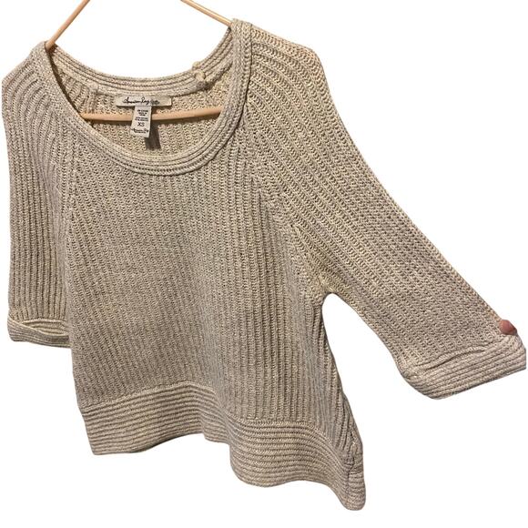 American Rag Cropped Knit Sweater XS Gray Half Sleeve Boxy Preppy Cottage - Picture 5 of 5